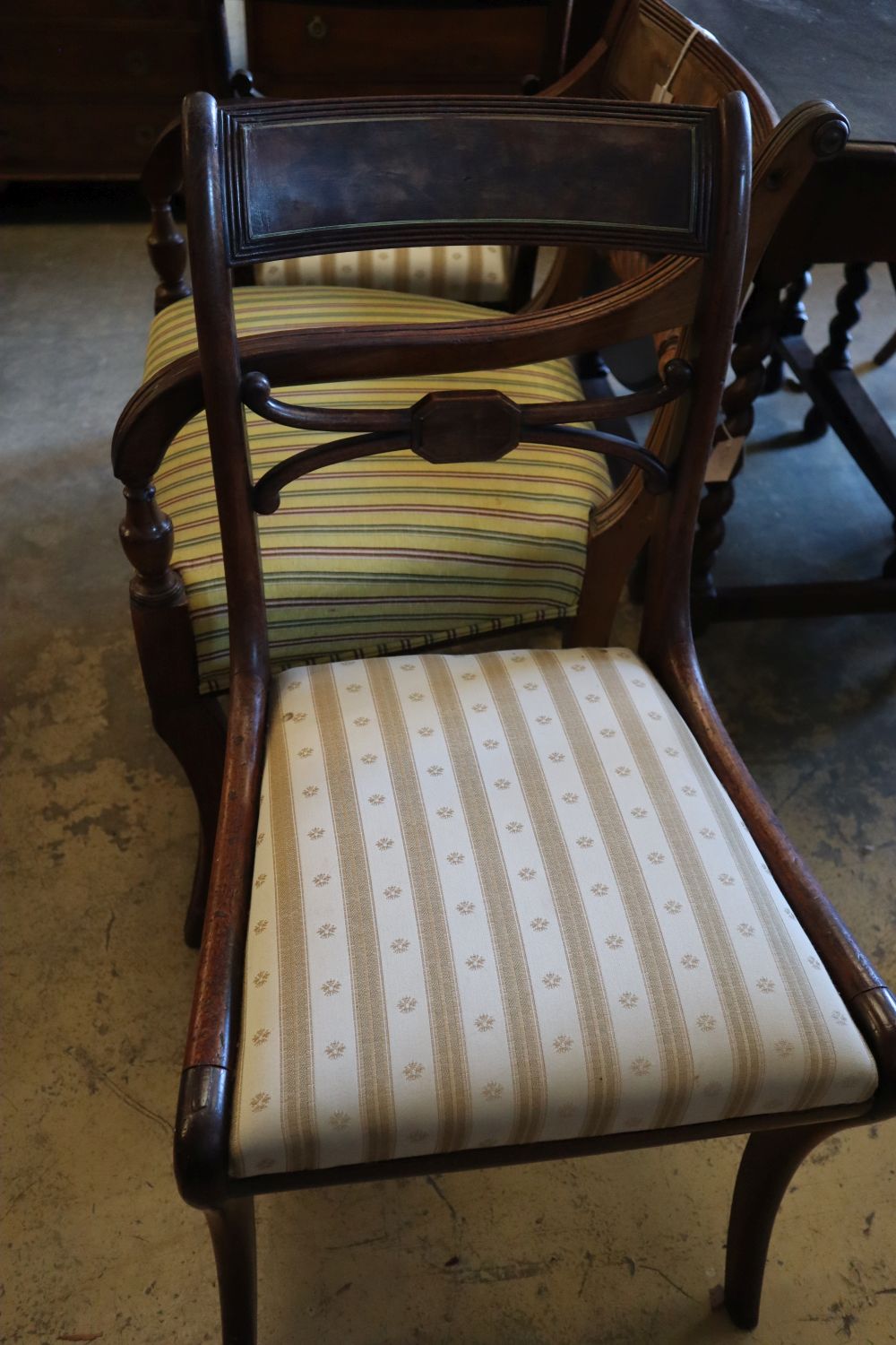 A Regency mahogany carver and a pair of dining chairs (3)